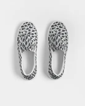 Black & White Leopard Print Men's Slip On Canvas Shoe