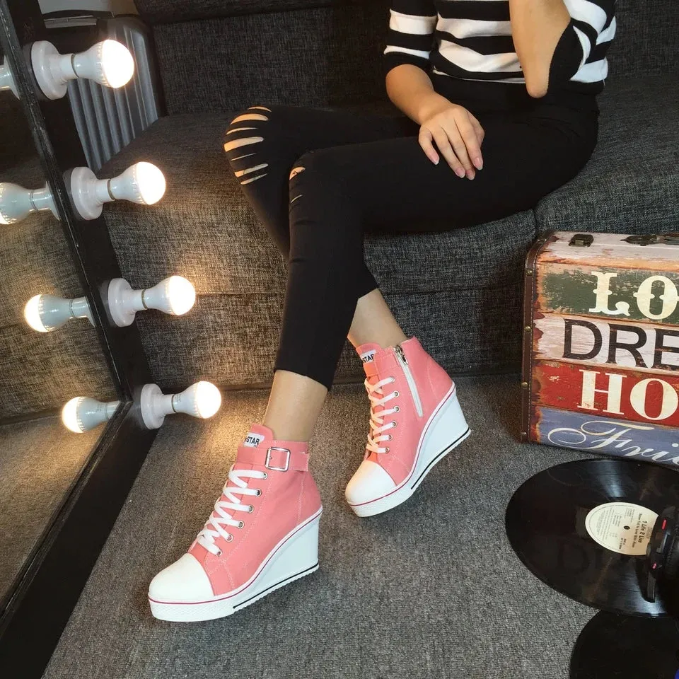 Funki Buys | Boots | Women's High Top Platform Wedge Sneaker
