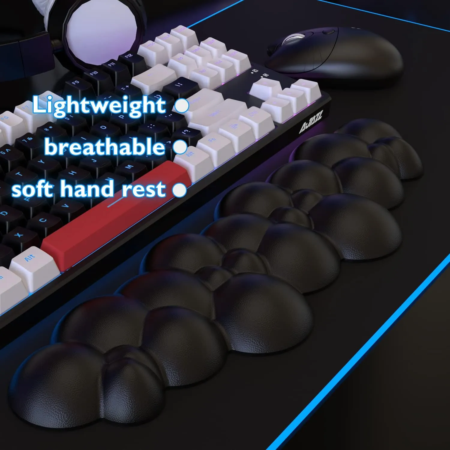 Gaming Keyboard Wrist Rest Pad,Memory Foam Keyboard Palm Rest, Ergonomic Hand Rest,Wrist Rest for Computer Keyboard,Laptop,Mac,Lightweight for Easy Typing Pain Relief-Black