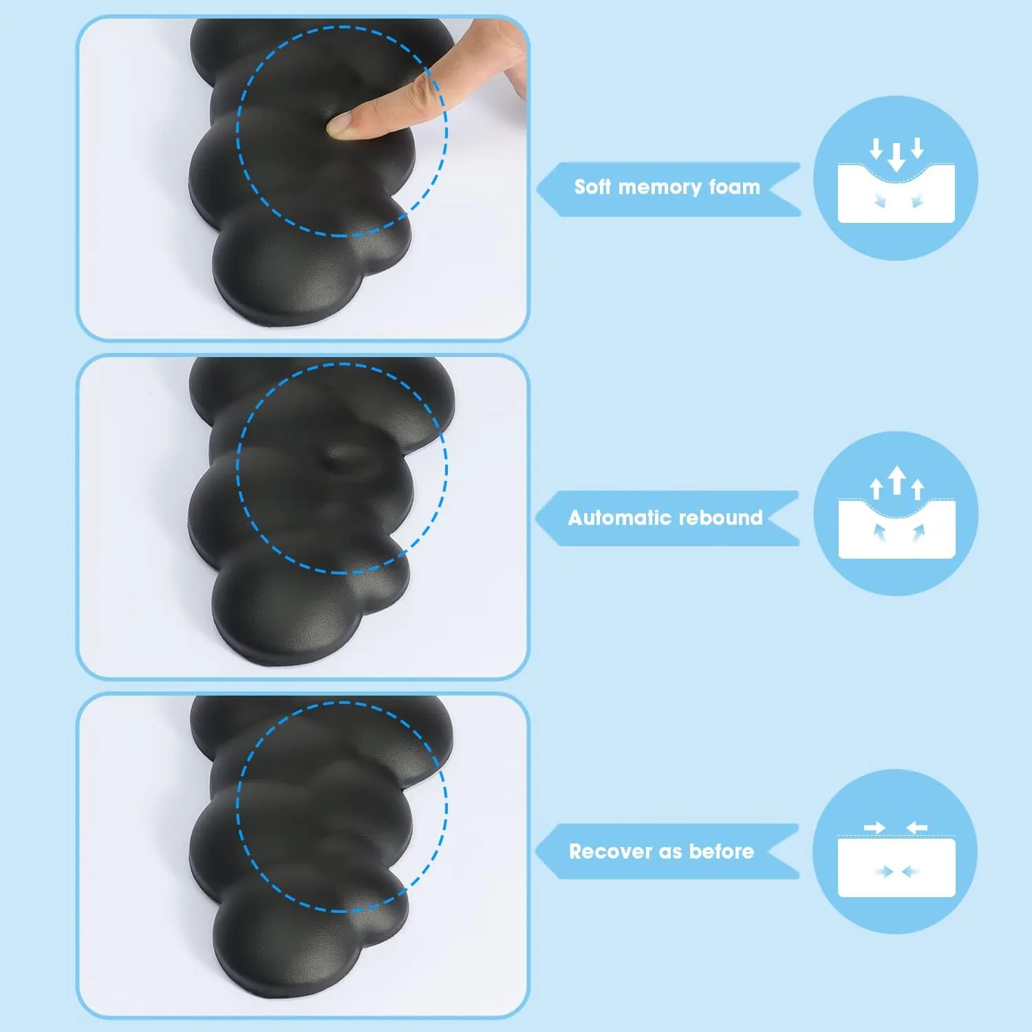 Gaming Keyboard Wrist Rest Pad,Memory Foam Keyboard Palm Rest, Ergonomic Hand Rest,Wrist Rest for Computer Keyboard,Laptop,Mac,Lightweight for Easy Typing Pain Relief-Black