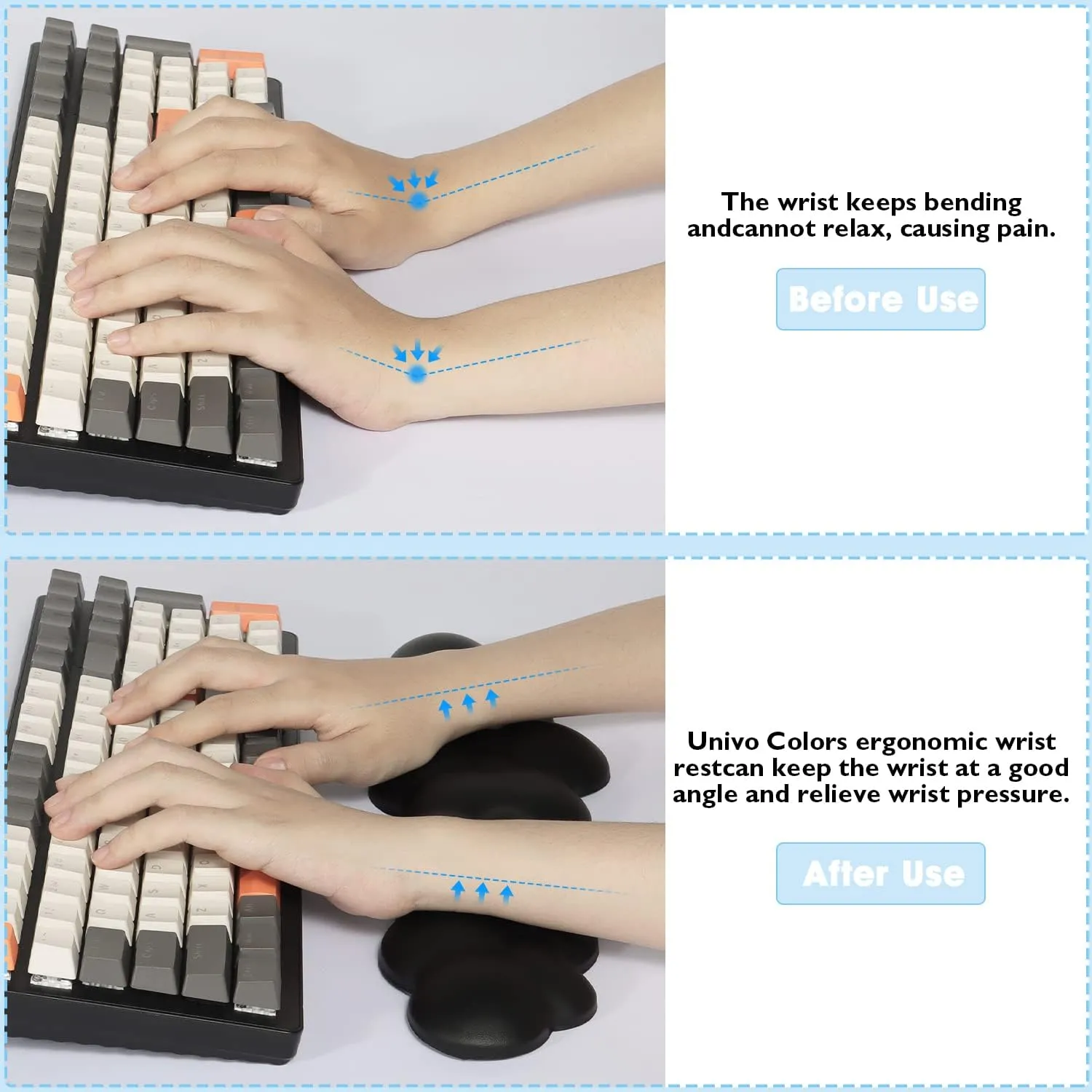 Gaming Keyboard Wrist Rest Pad,Memory Foam Keyboard Palm Rest, Ergonomic Hand Rest,Wrist Rest for Computer Keyboard,Laptop,Mac,Lightweight for Easy Typing Pain Relief-Black