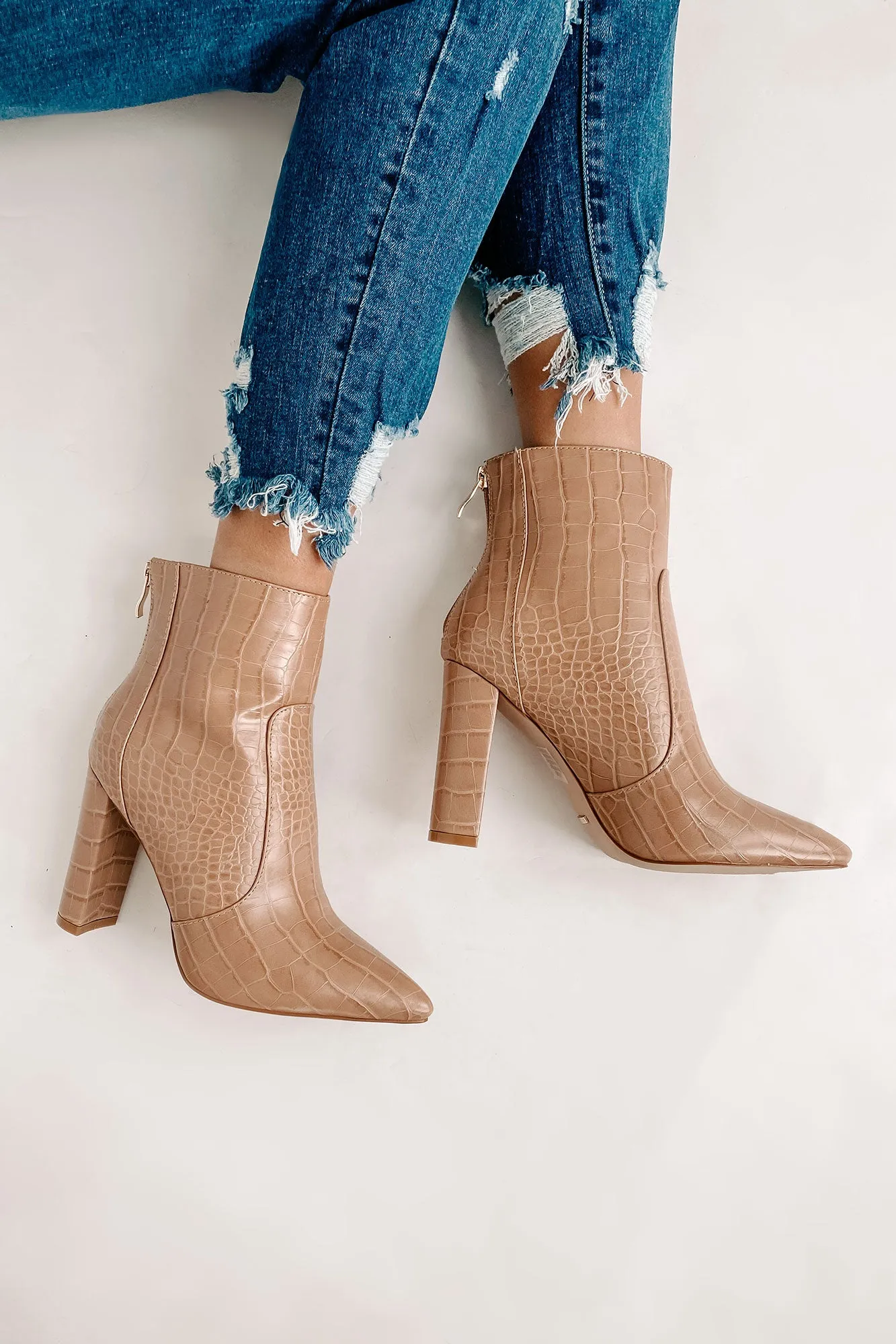 IMPERFECT Keeping It Up Faux Croc Booties (Nude Croc)