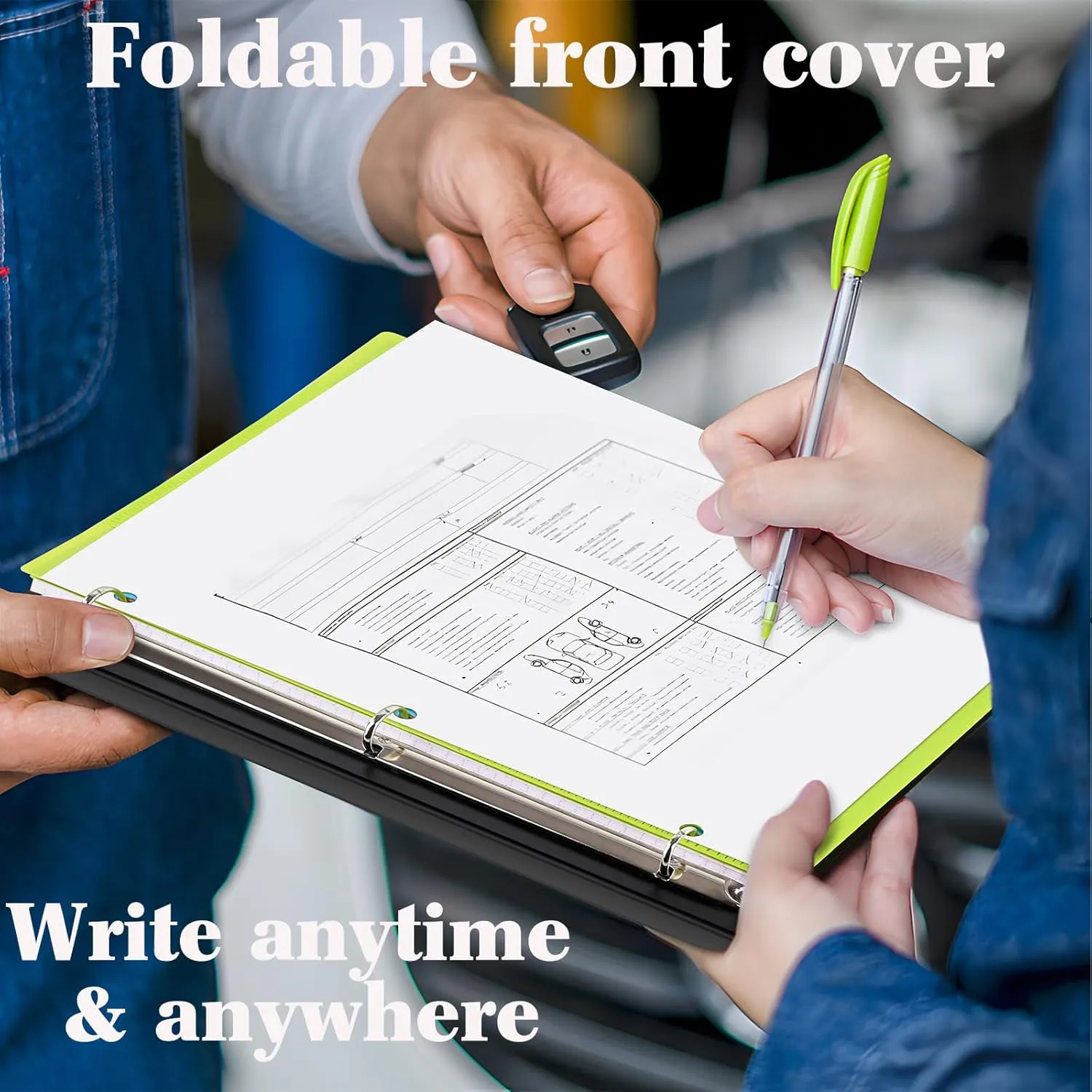 INFUN 1 INCH All-in-one Telescoping Binder Notebook-2PCS,3 Ring Binder with 1 Plastic Movable Pocket Folder,5 Plastic Subject Dividers and 30 sheets Graph Paper and 30 sheets College Ruled Paper-Black