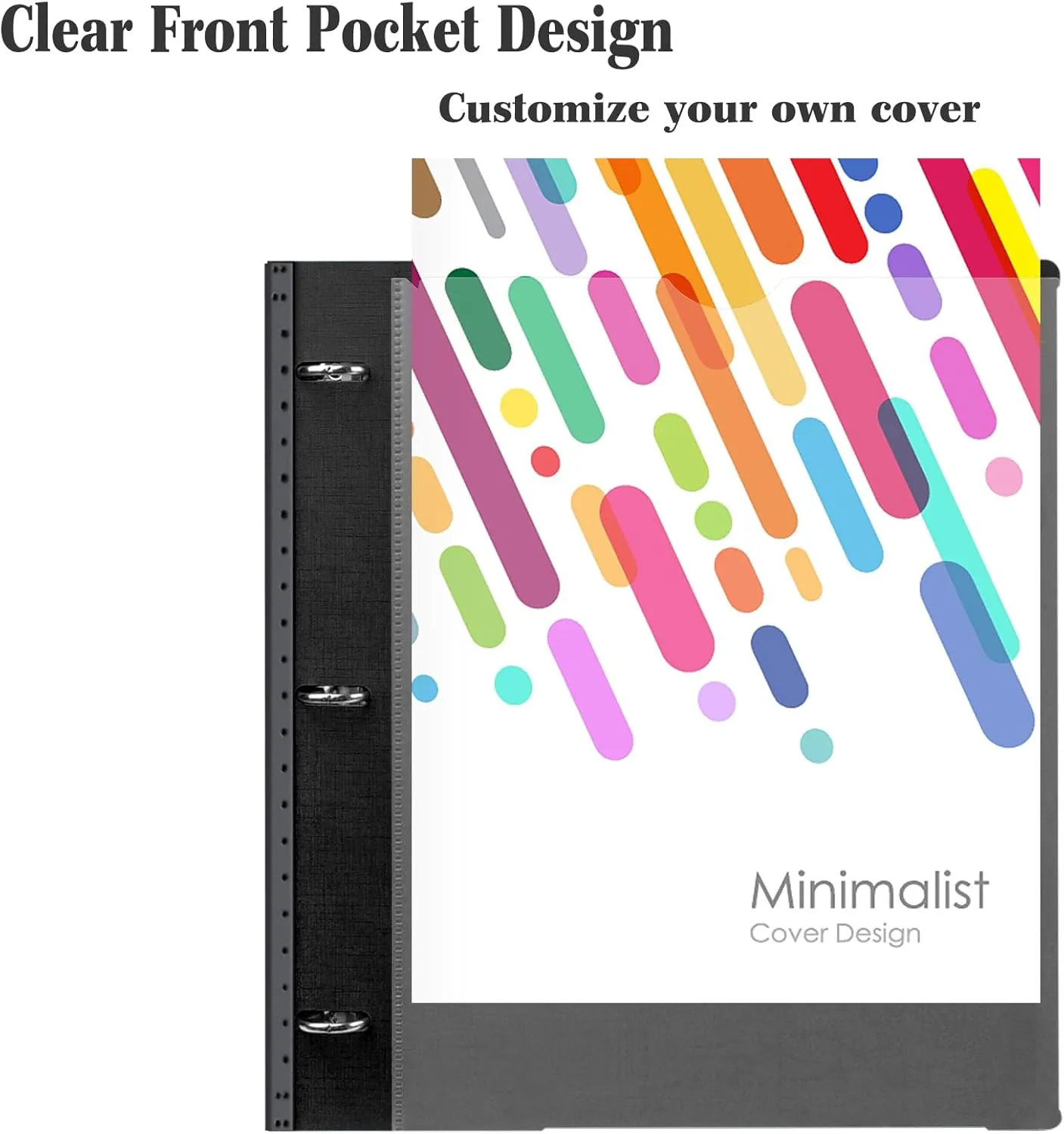 INFUN 1 INCH All-in-one Telescoping Binder Notebook-2PCS,3 Ring Binder with 1 Plastic Movable Pocket Folder,5 Plastic Subject Dividers and 30 sheets Graph Paper and 30 sheets College Ruled Paper-Black