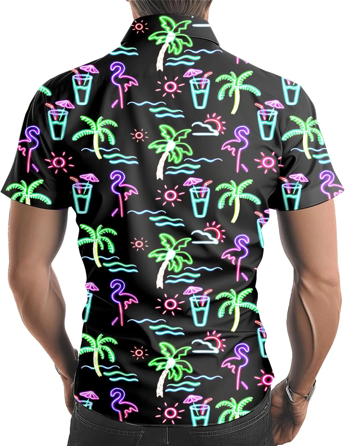 Neon Shirts for Men Button Up Shirts,Mens Neon Shirt Hawaiian Shirt for Men,Mens Beach Shirts Neon Clothes