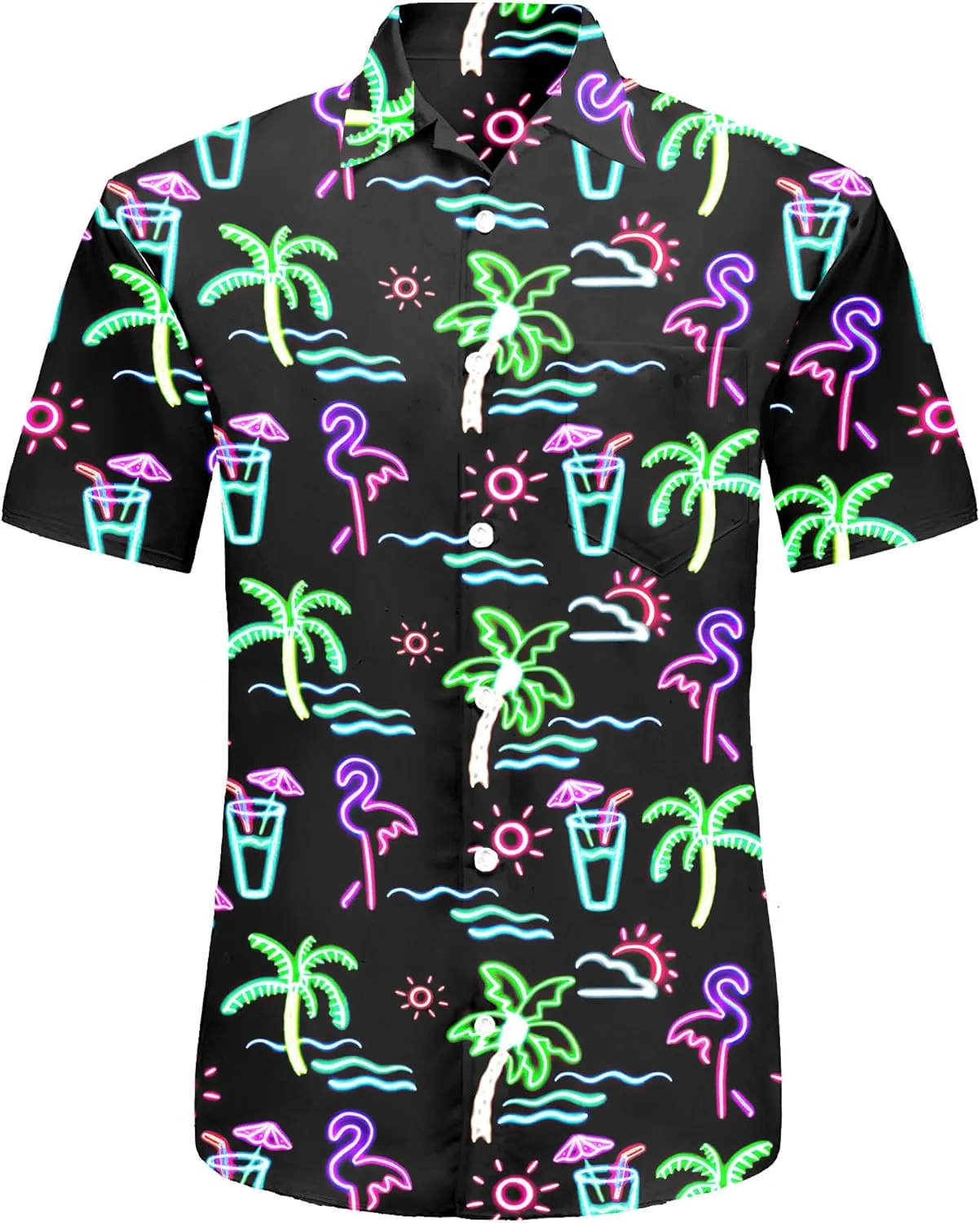 Neon Shirts for Men Button Up Shirts,Mens Neon Shirt Hawaiian Shirt for Men,Mens Beach Shirts Neon Clothes
