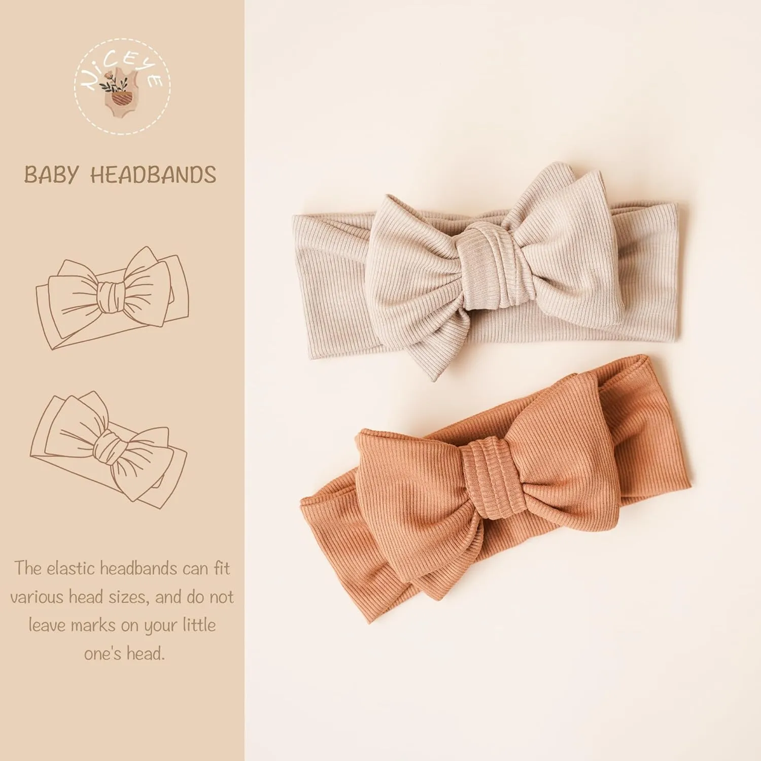 Niceye Baby Girls Headbands with Bows Handmade Hair Accessories Stretchy Hairbands for Newborn Infant Toddler