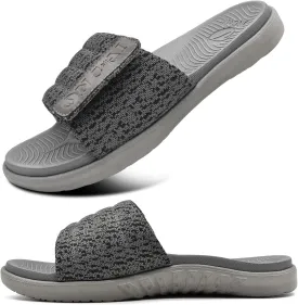 ONCAI Mens Sandals, Arch Support Sport Slides Open Toe Adjustable Straps Orthotic Cushioned Footbed for Plantar Fasciitis Rubber Soles Size 7.5-15