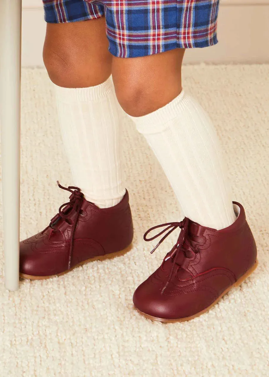 Oxford Baby Booties in Burgundy (20-26EU)