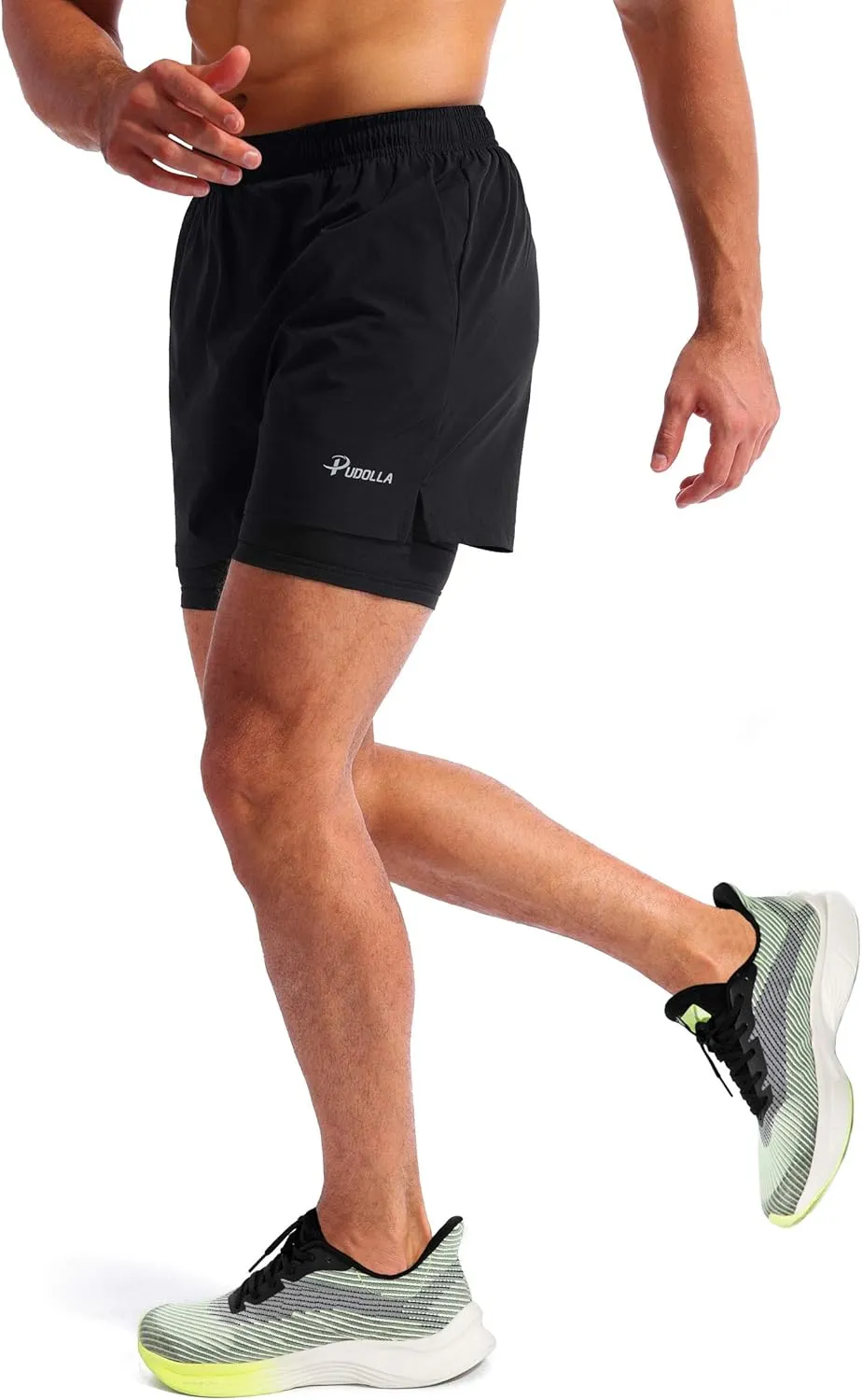 Pudolla Men??s 2 in 1 Running Shorts 5"/7" Quick Dry Gym Athletic Workout Shorts for Men with Phone Pockets
