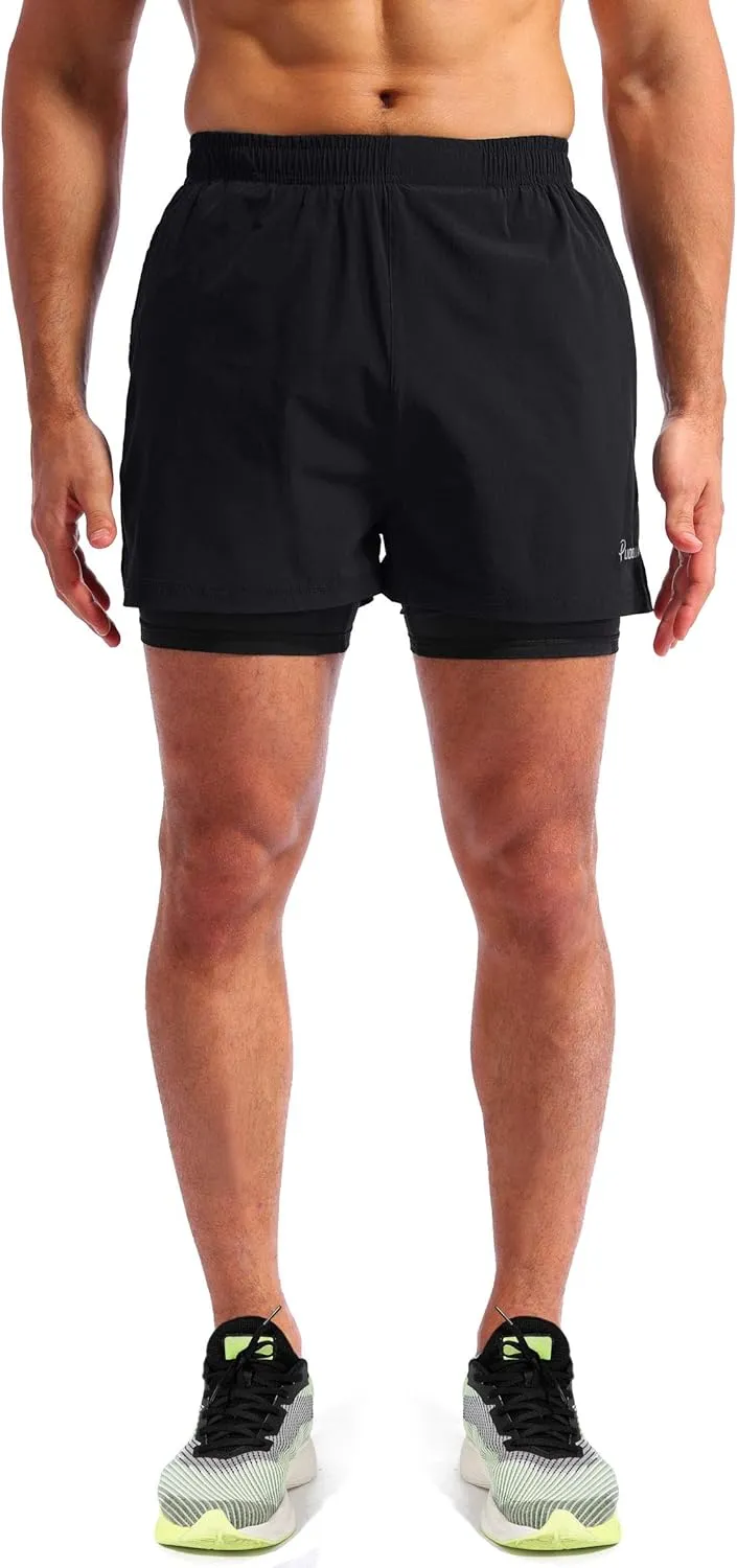 Pudolla Men??s 2 in 1 Running Shorts 5"/7" Quick Dry Gym Athletic Workout Shorts for Men with Phone Pockets