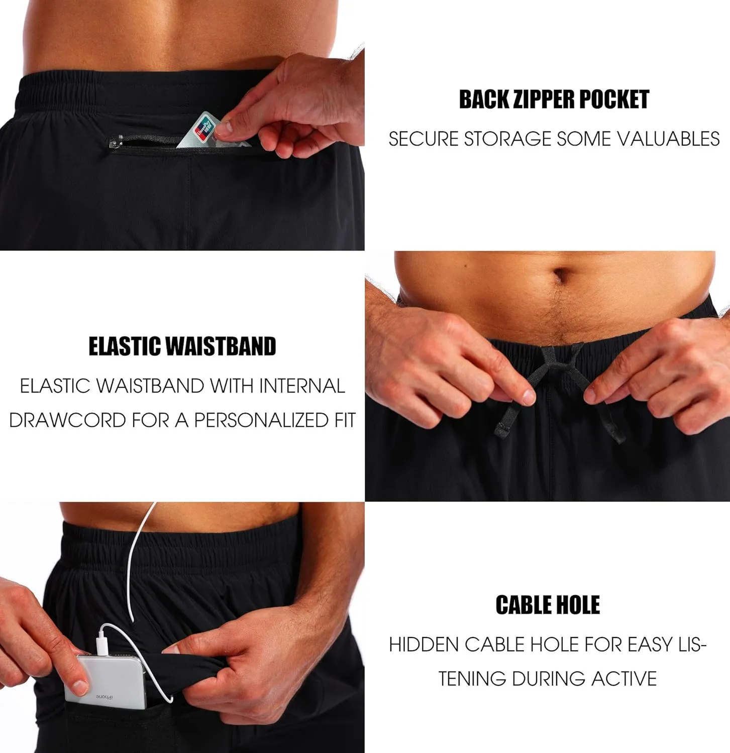 Pudolla Men??s 2 in 1 Running Shorts 5"/7" Quick Dry Gym Athletic Workout Shorts for Men with Phone Pockets