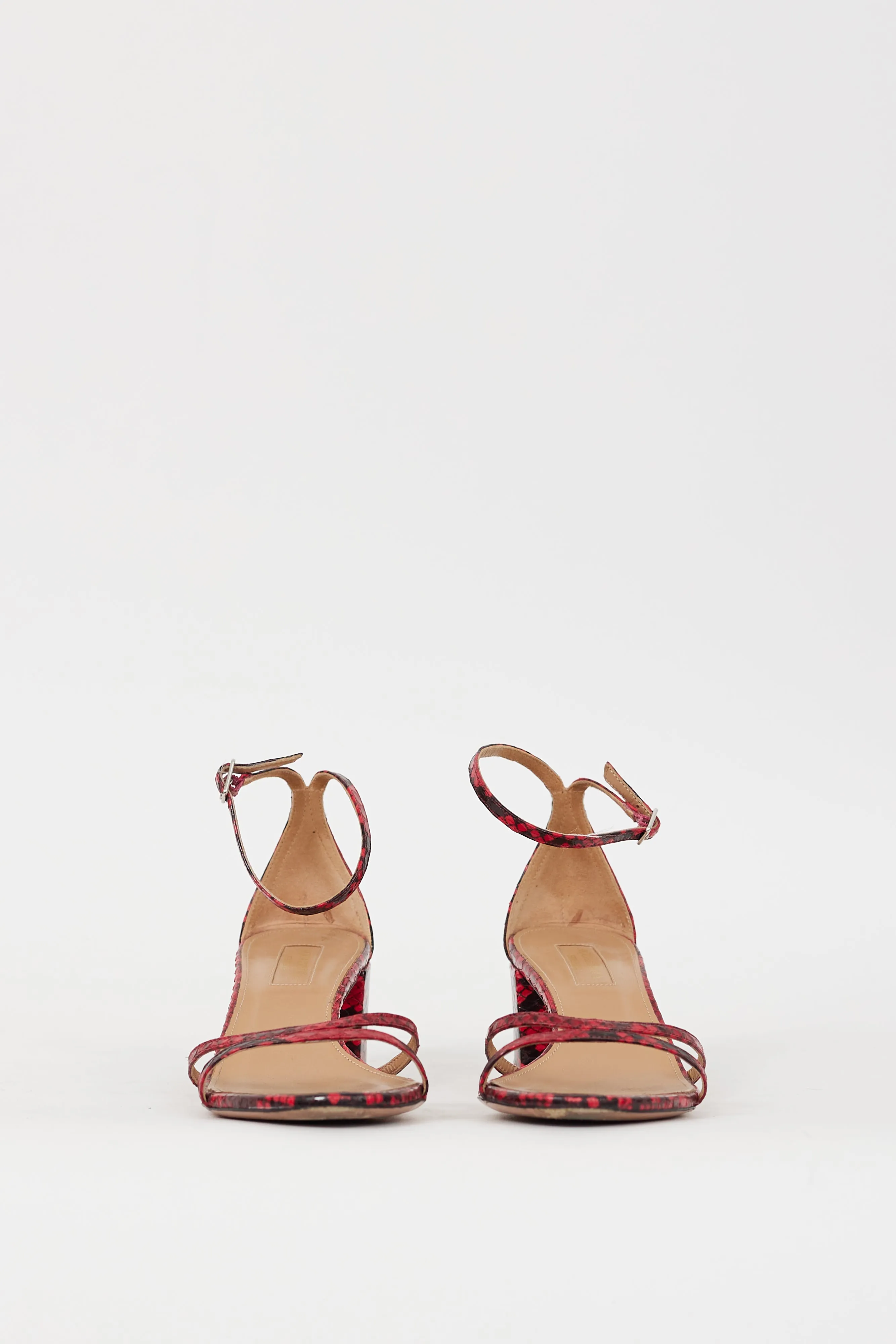 Red & Black Embossed Leather Purist 50 Sandal