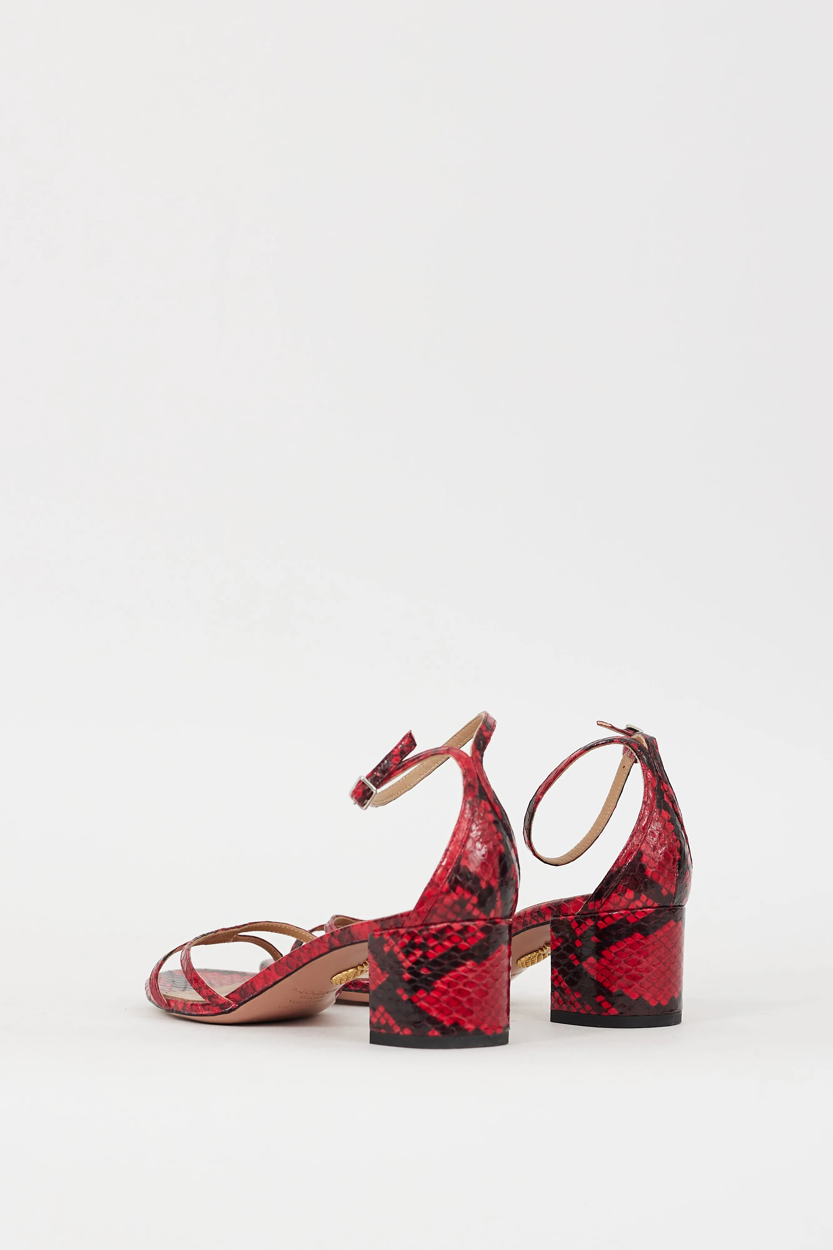 Red & Black Embossed Leather Purist 50 Sandal