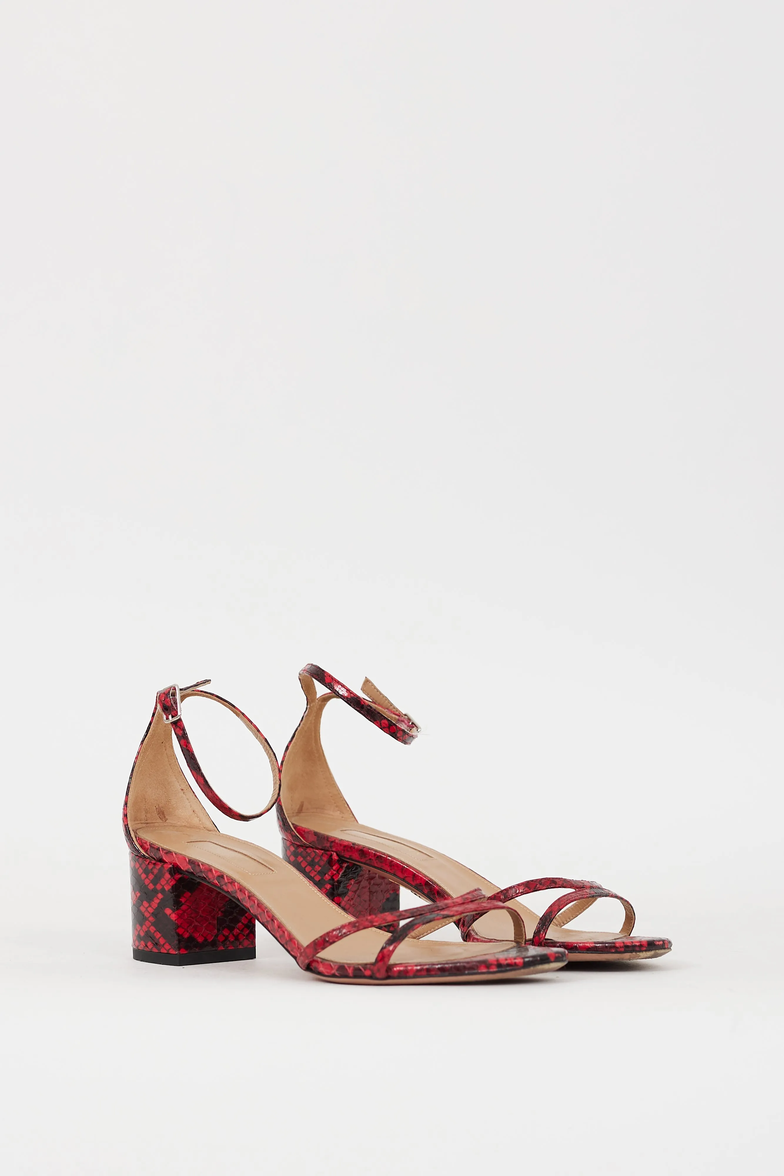 Red & Black Embossed Leather Purist 50 Sandal
