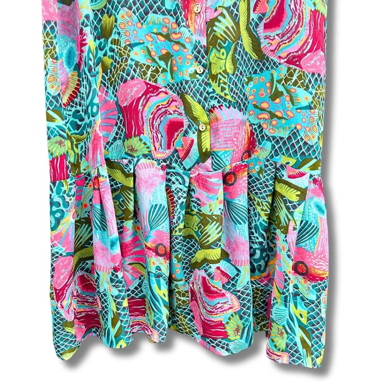 Retro 80's Tropical Fish Drop Waist Dress
