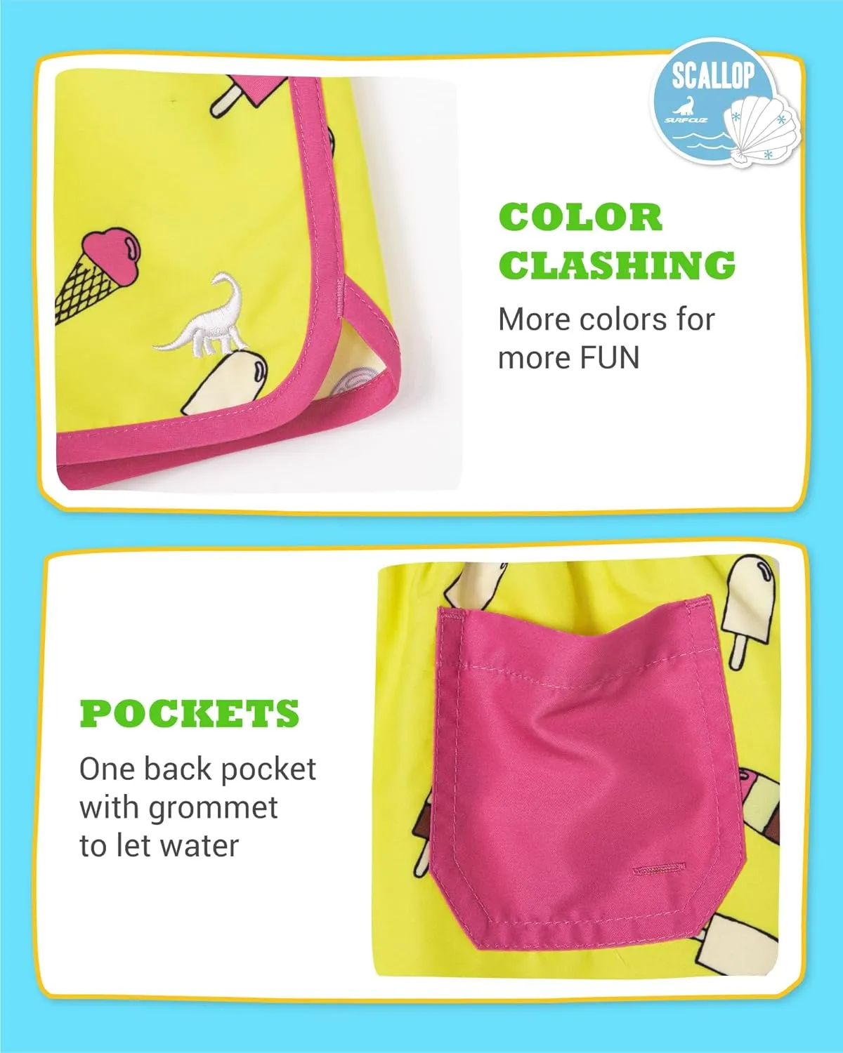 SURF CUZ Boys Swim Trunks Retro Toddler Boy Swimsuit Shorts Quick Dry Swimming Trunks Bathing Suit