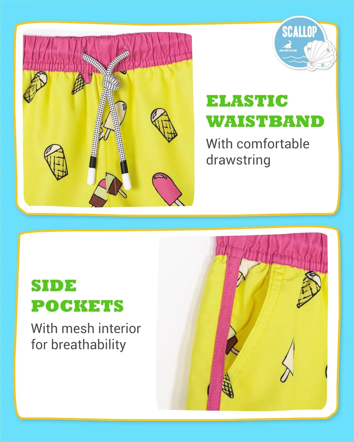 SURF CUZ Boys Swim Trunks Retro Toddler Boy Swimsuit Shorts Quick Dry Swimming Trunks Bathing Suit