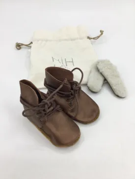 Wee Little Piggies Child Size 3 Toddler Brown Baby/Walker Shoes